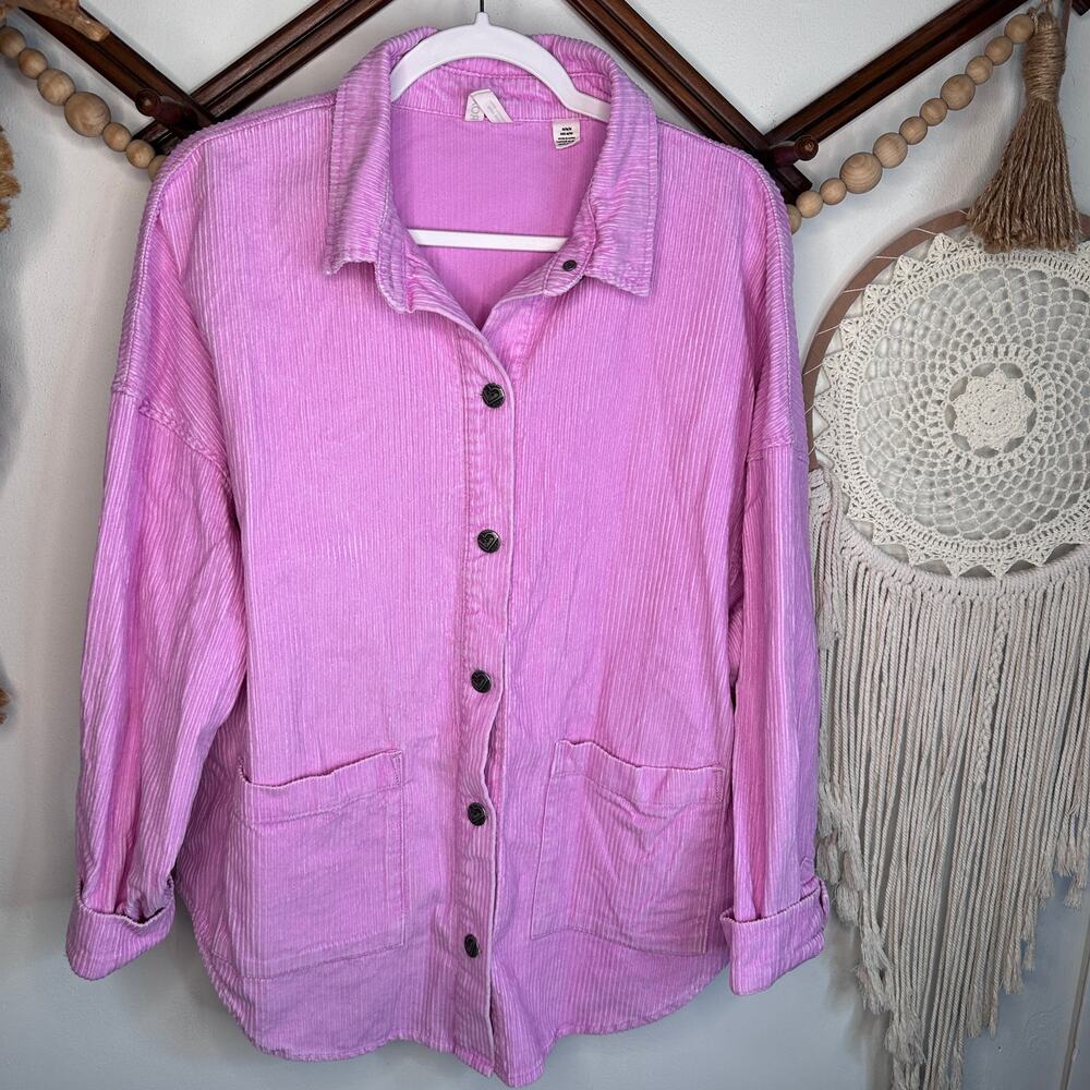 Roxy Kick Back Washed Pink Corduroy Shacket